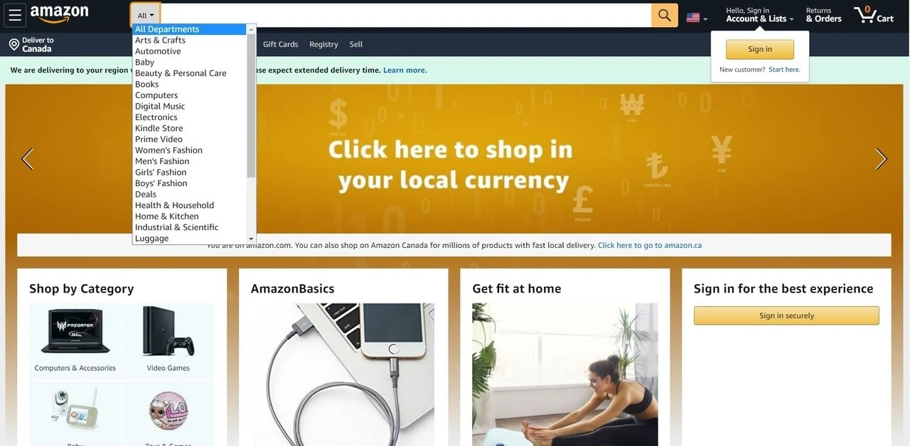 Dicas de ux de pesquisa no site da Amazon