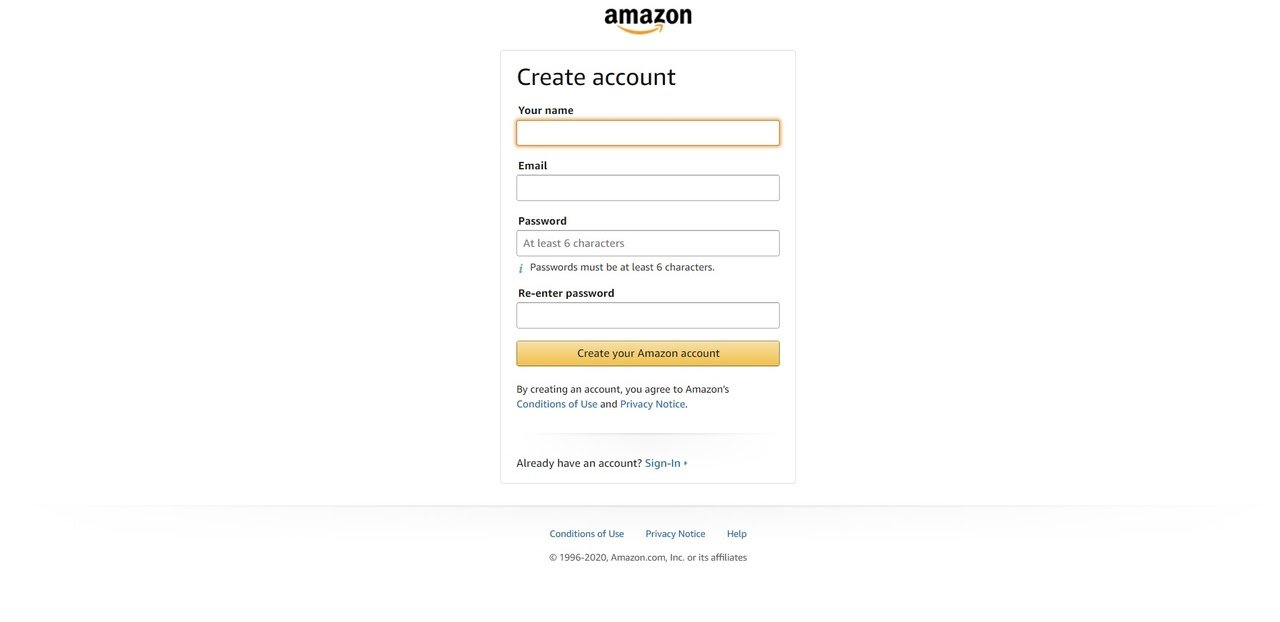 Enregistrement Amazon - conseils ux