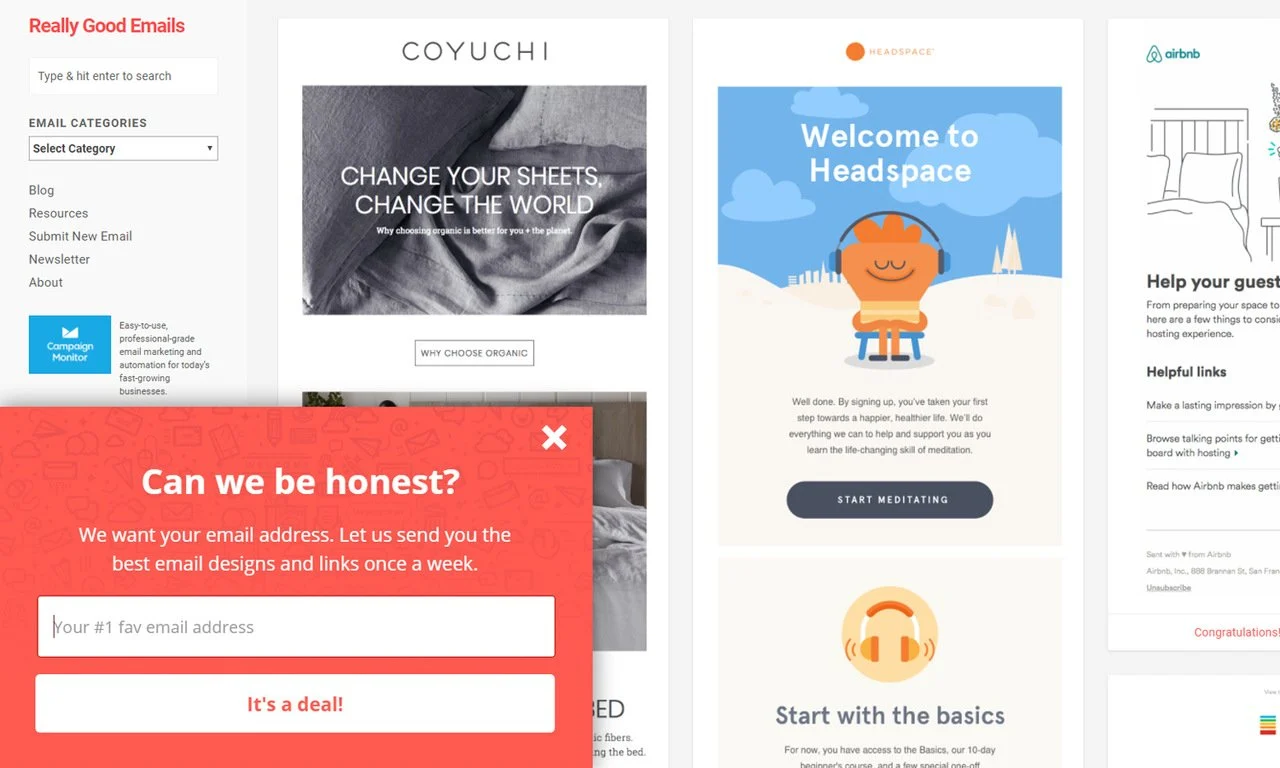 Really Good Emails-Abonnement-Popup