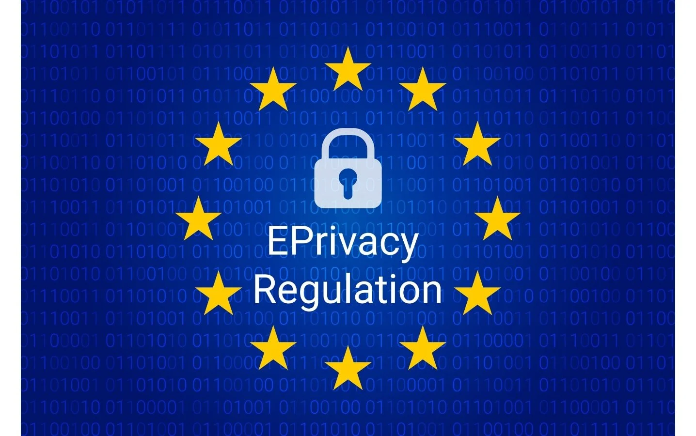 ePrivacy Regulation ePR กฎหมายเกี่ยวกับคุกกี้ของสหภาพยุโรป 12 ดาว สร้างวงกลมรอบโลโก้