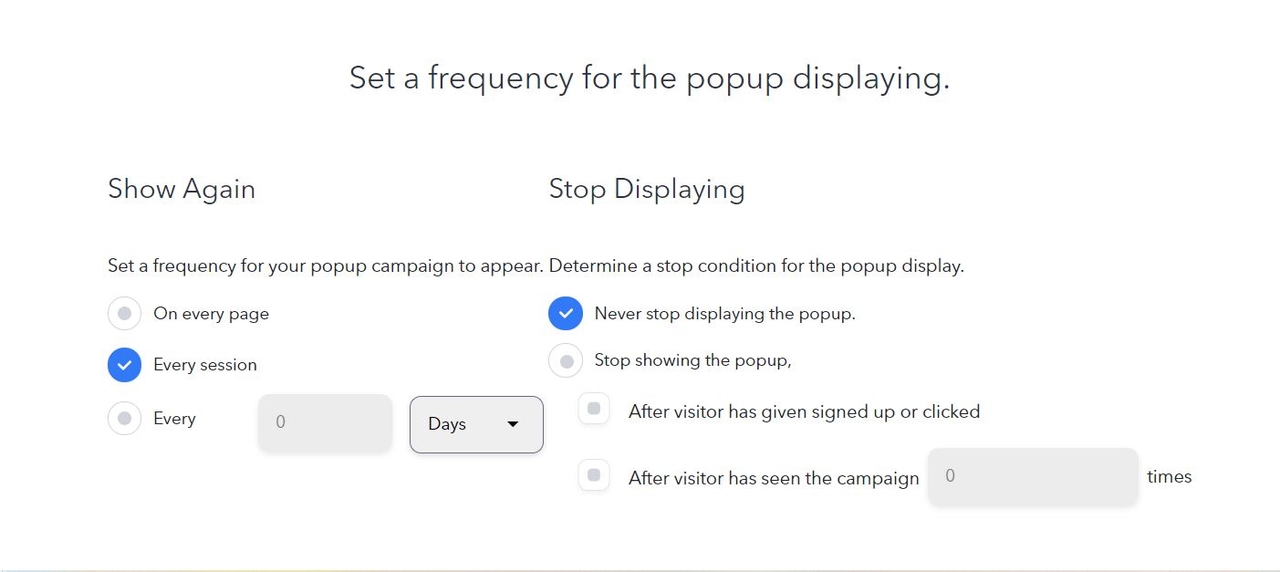 Popupsmart açılır pencere sıklığı