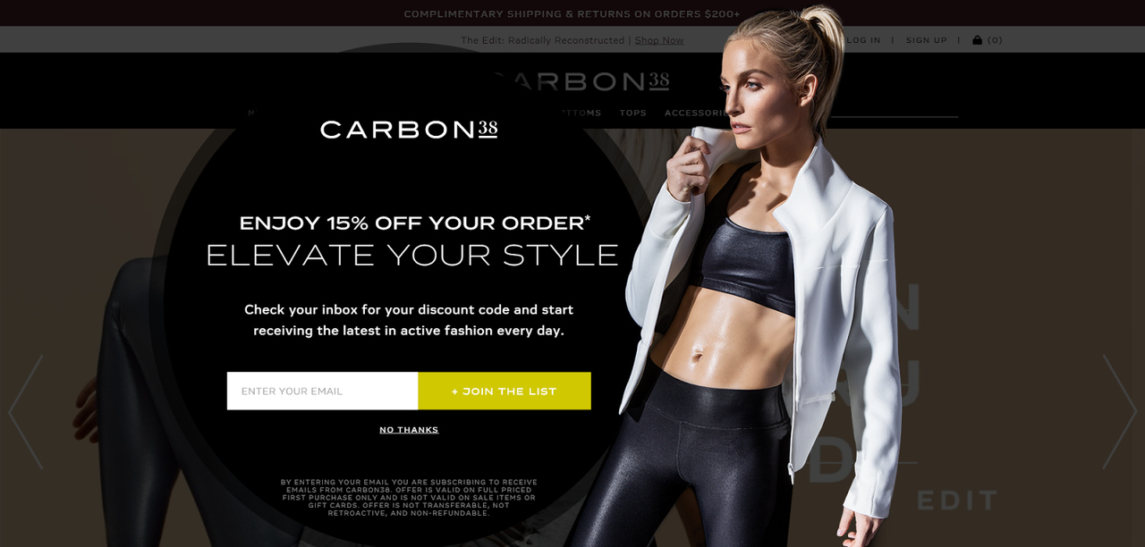 Desktop-Popup von Carbon38