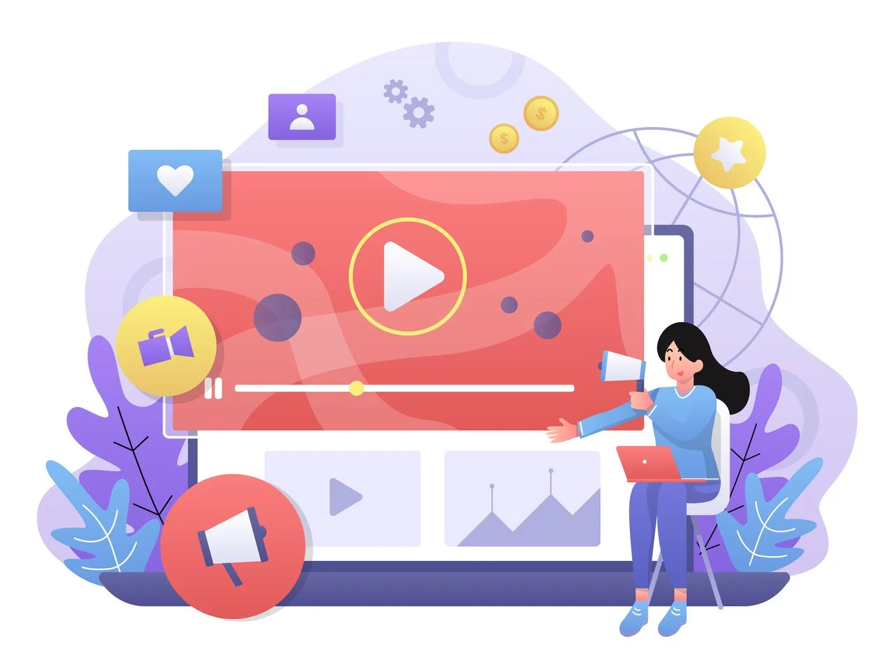 Ilustración de marketing de vídeo