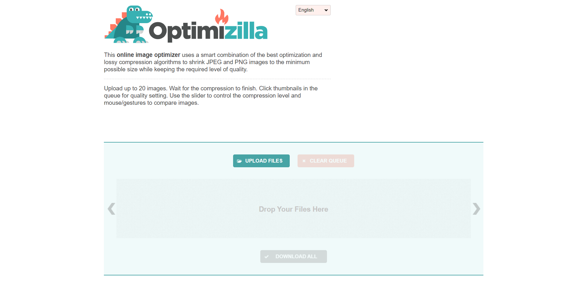 Optimizilla otimizando imagens