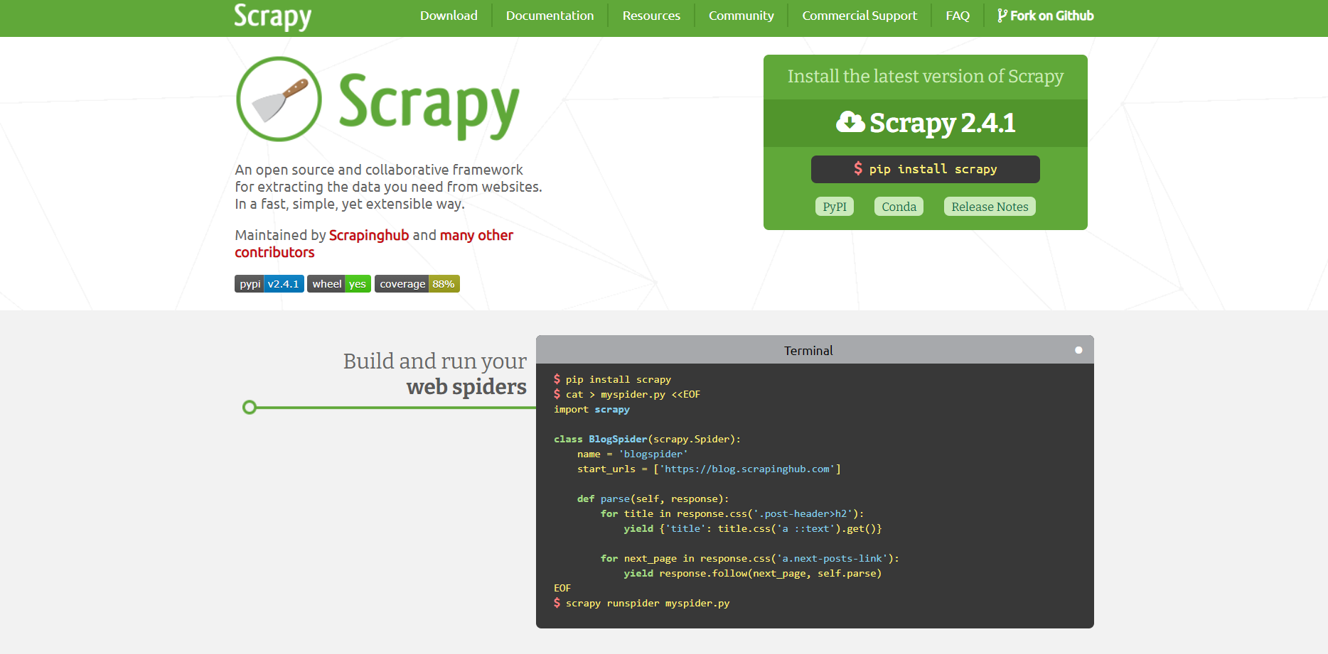 Scrapy çevrimiçi web kazıyıcı