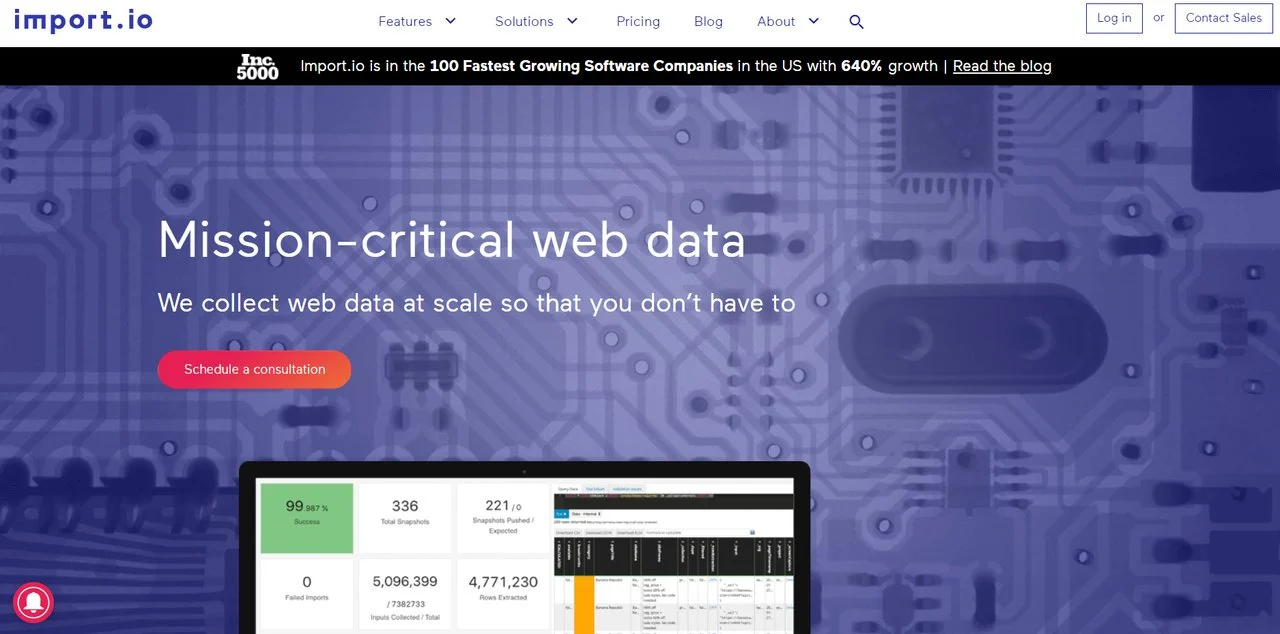 Import.io strumenti di web scraping