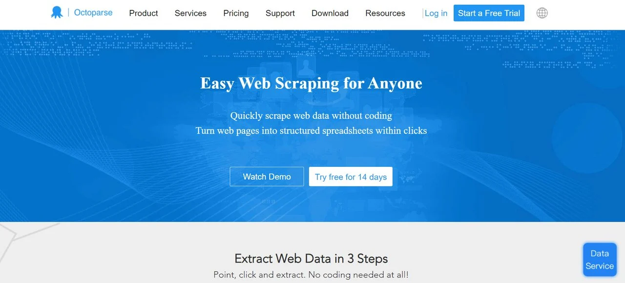 Homepage des Octoparse-Data-Scraping-Tools