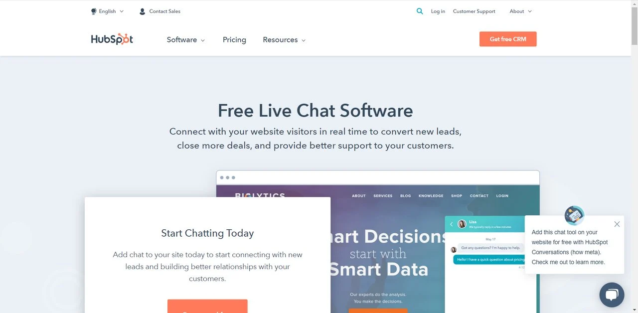 Logiciel de chat en direct gratuit HubSpot