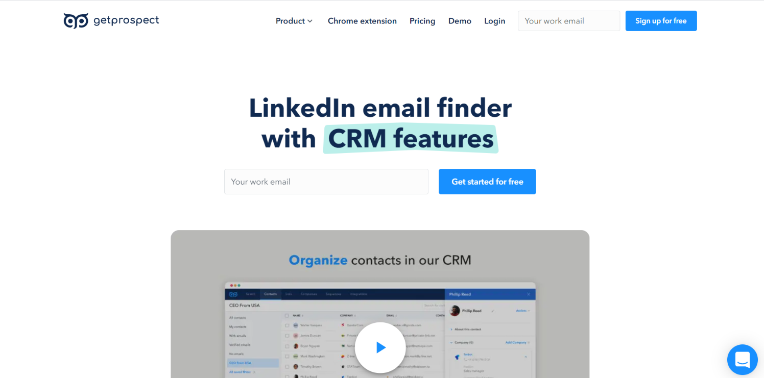 Software di estrazione e-mail Getprospect Linkedin