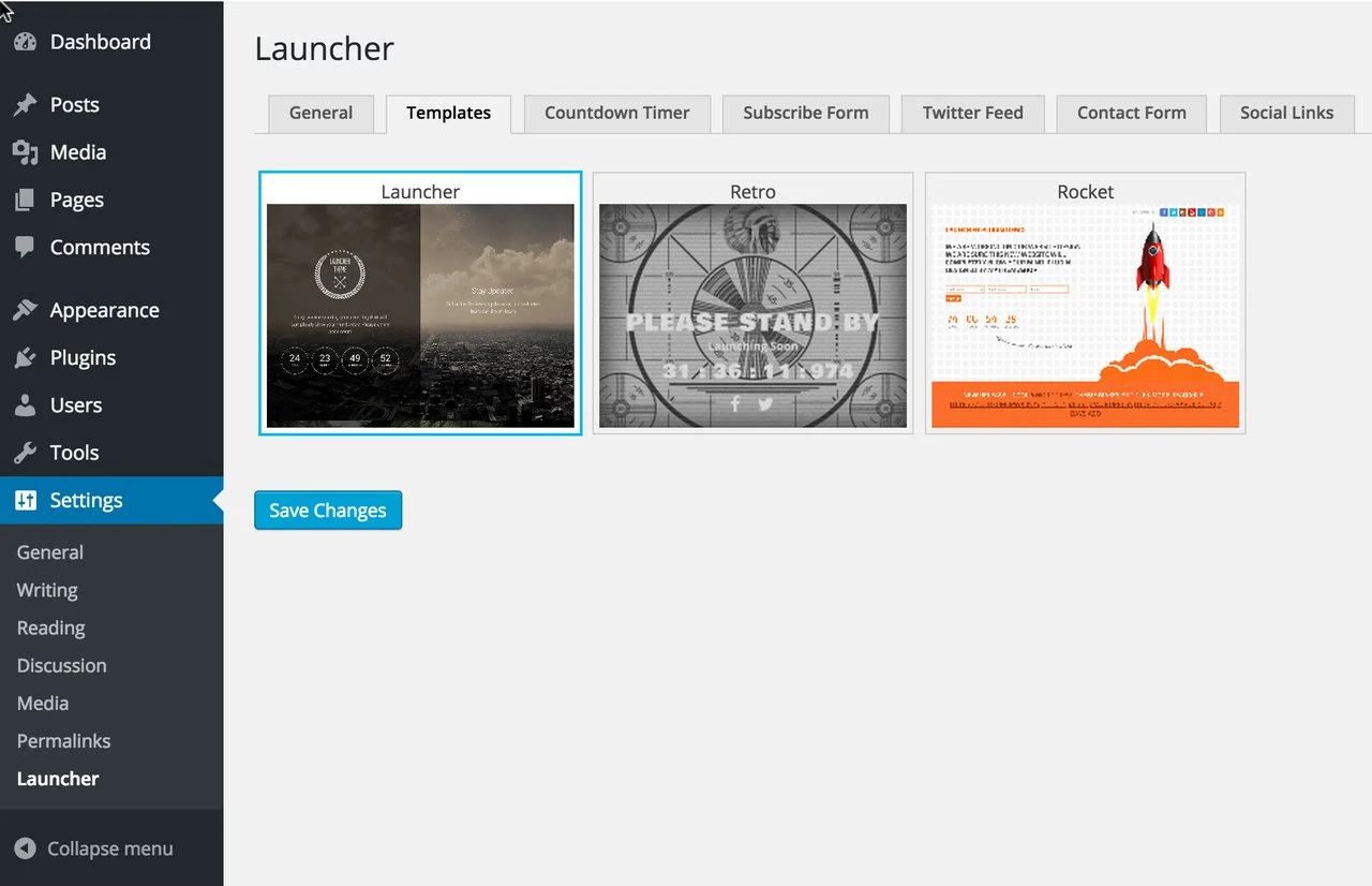 Launcher Wordpress in arrivo pagina figlio