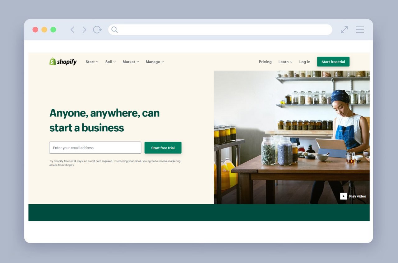 Bild der Shopify-Startseite