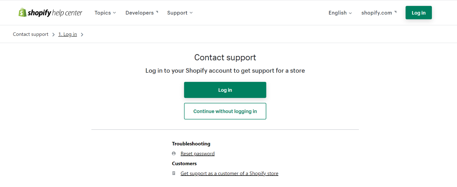 Shopify-Kundensupport-Bildschirm