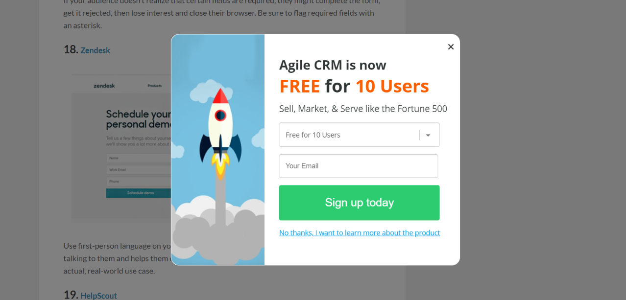 แบบฟอร์มการจับลูกค้าเป้าหมาย Agile CRM