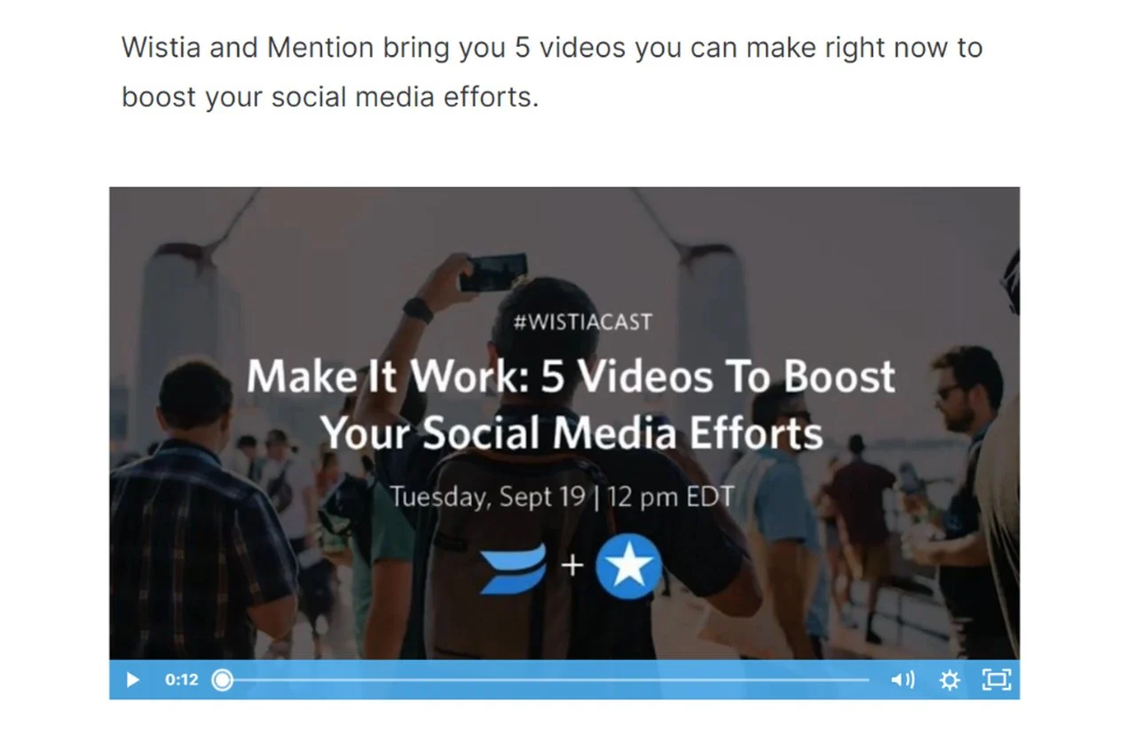 Webinar promosi silang Wistia dan Mention