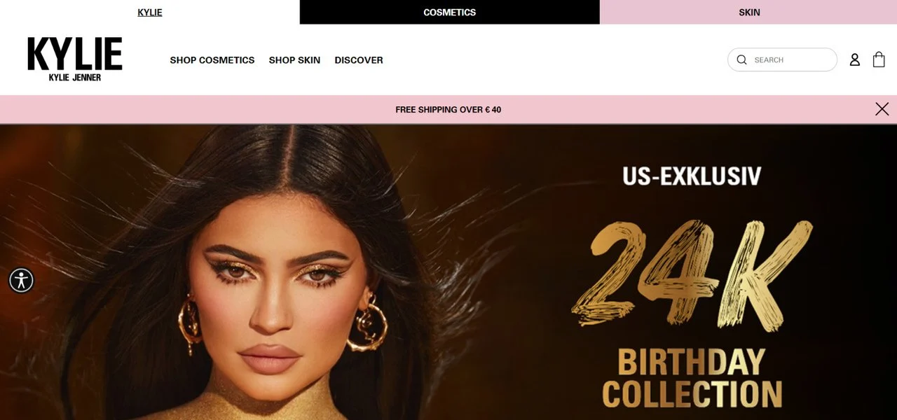 Popup di promozione della spedizione di Kylie Costemetics