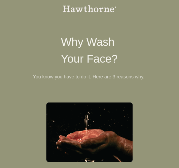 مثال بريد إلكتروني مضحك للعلامة التجارية Hawthorne