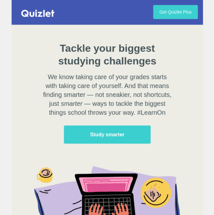 Zabawny przykład e-maila Quizlet