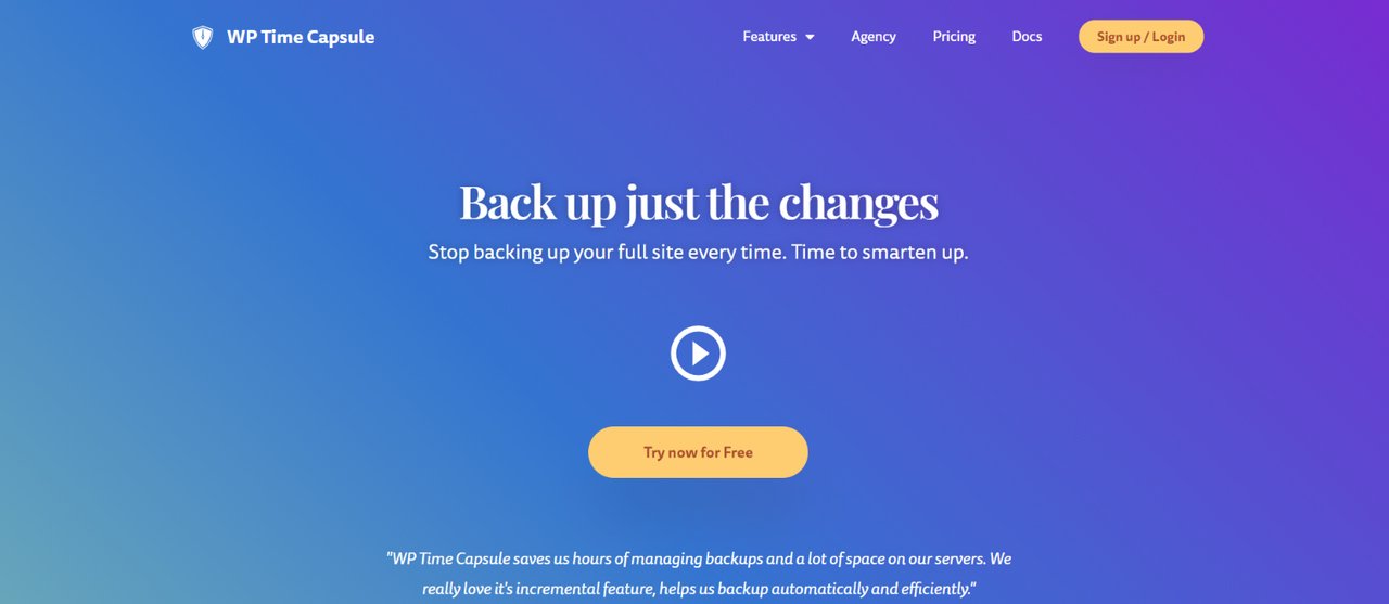 Plugin de backup incremental WP Time Capsule