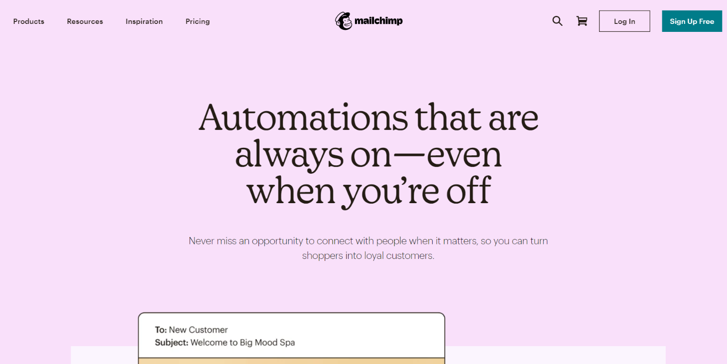 Software de automatización de marketing de MailChimp