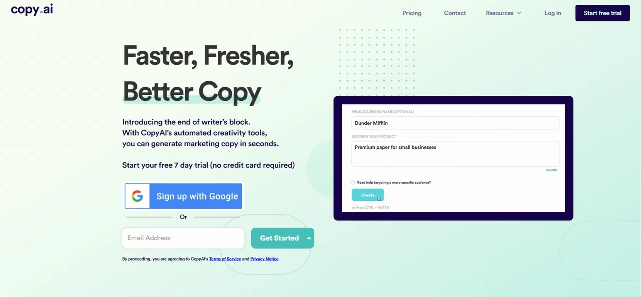 Copy.ai software de copywriting