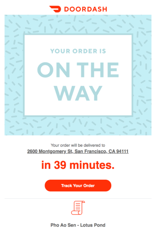 E-mail do Doordash