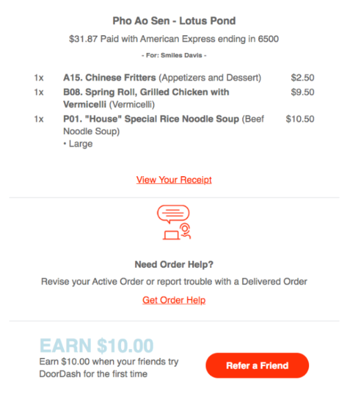 cópia de e-mail do doordash