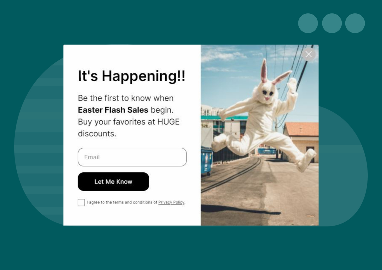 exemplo de pop-up de venda flash de páscoa