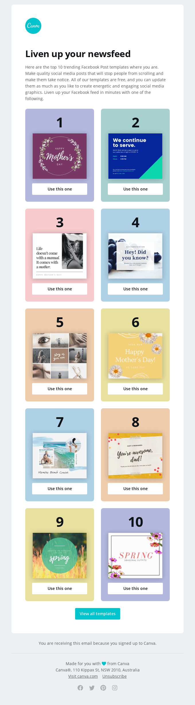 Exemple de newsletter Canva