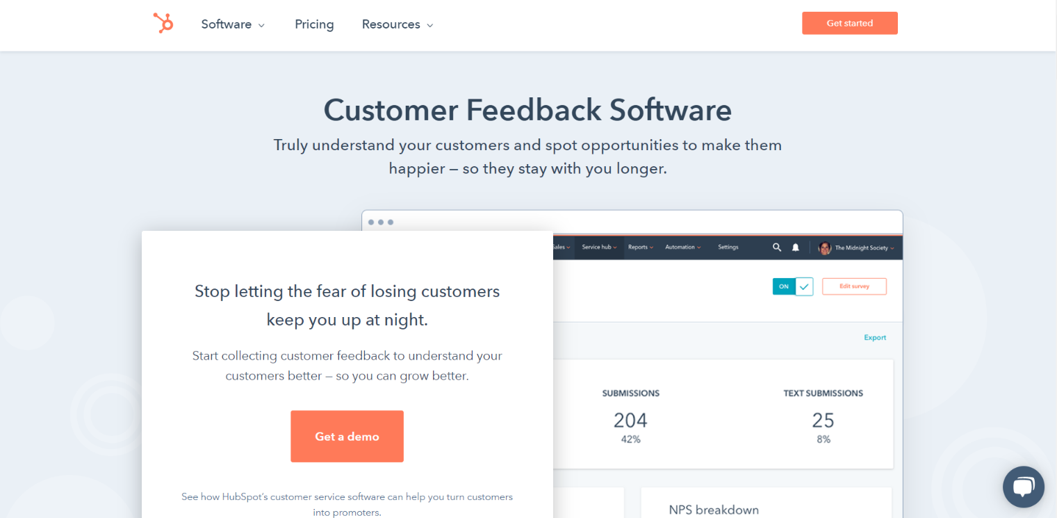 Servizio di feedback dei clienti Hubspot