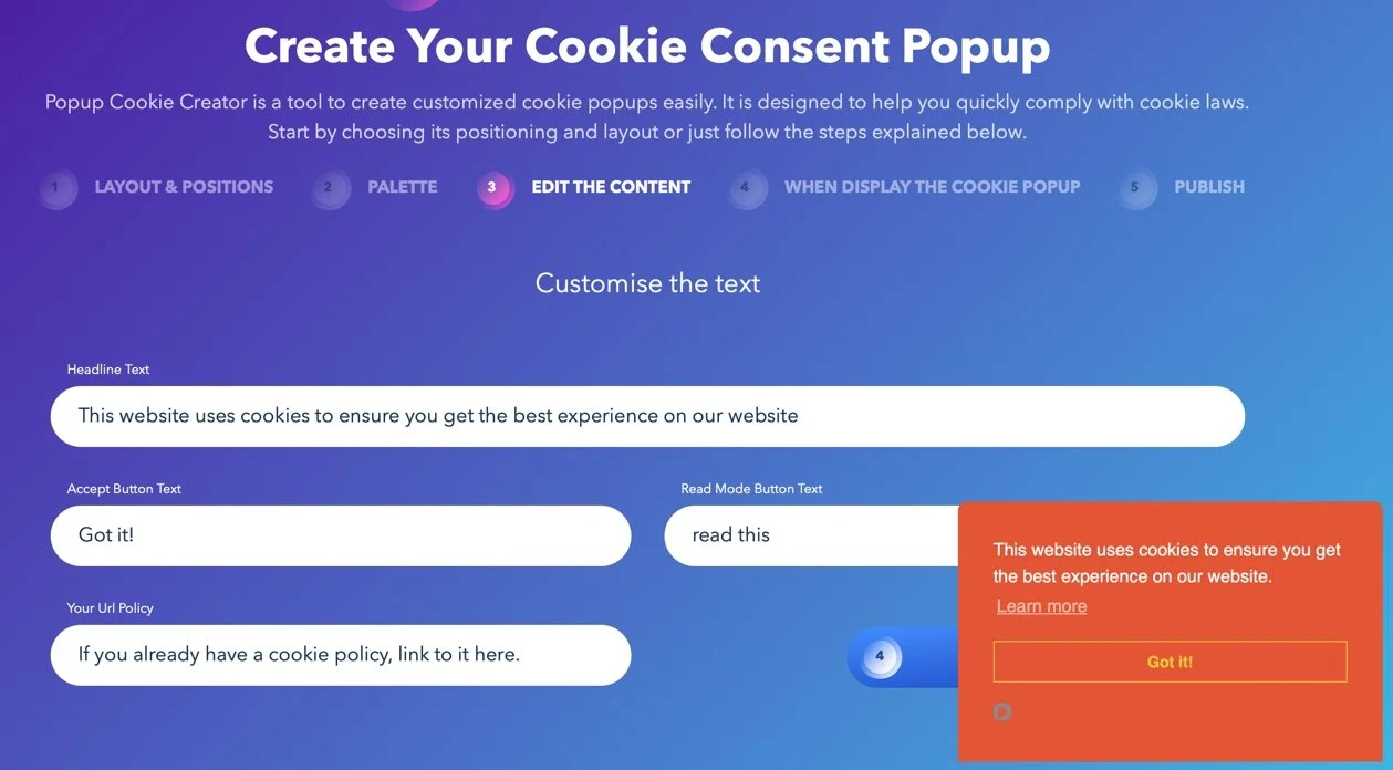 ferramenta pop-up de consentimento de cookies