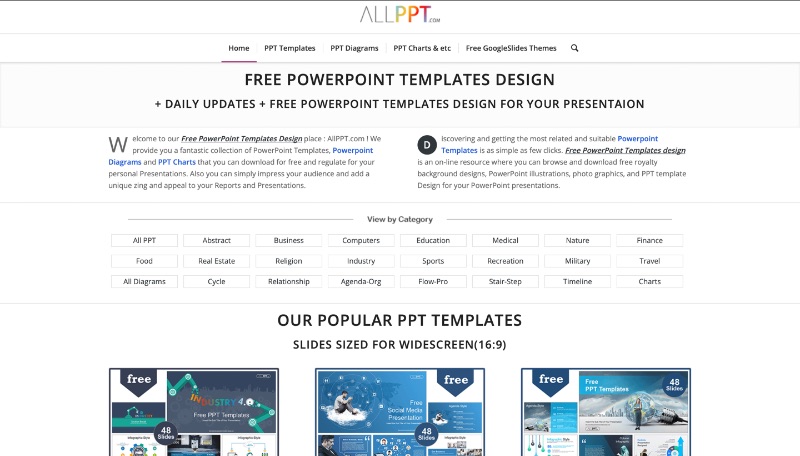 Screenshot der AllPPT-Website