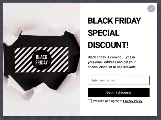 Reducere specială pop-up de Black Friday