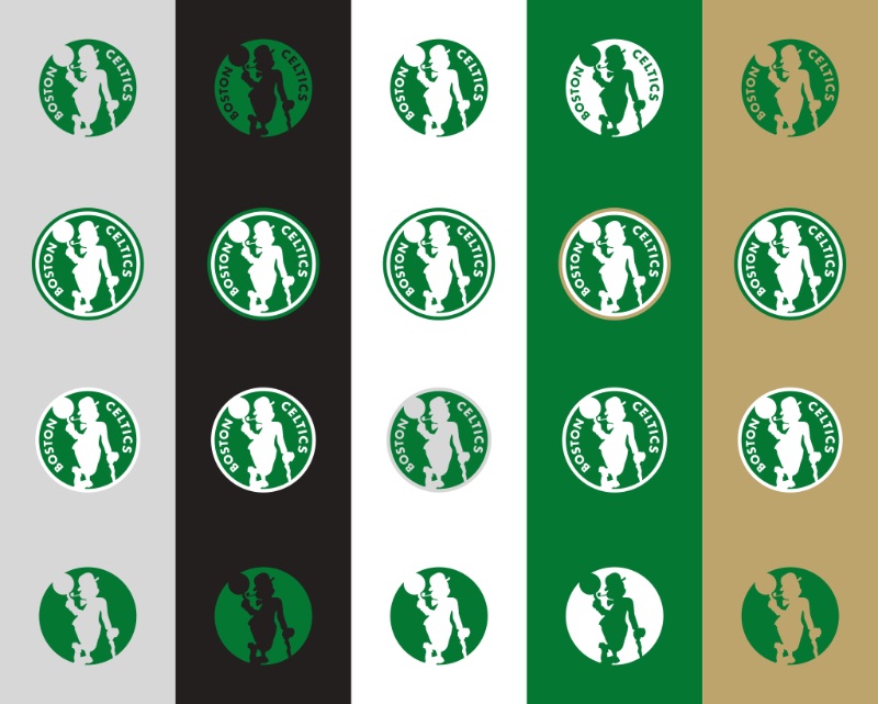 Farbdesignvariationen des Boston Celtics-Logos