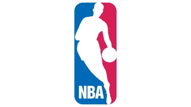 Ikonisches rotes und blaues Silhouette-Logo der NBA