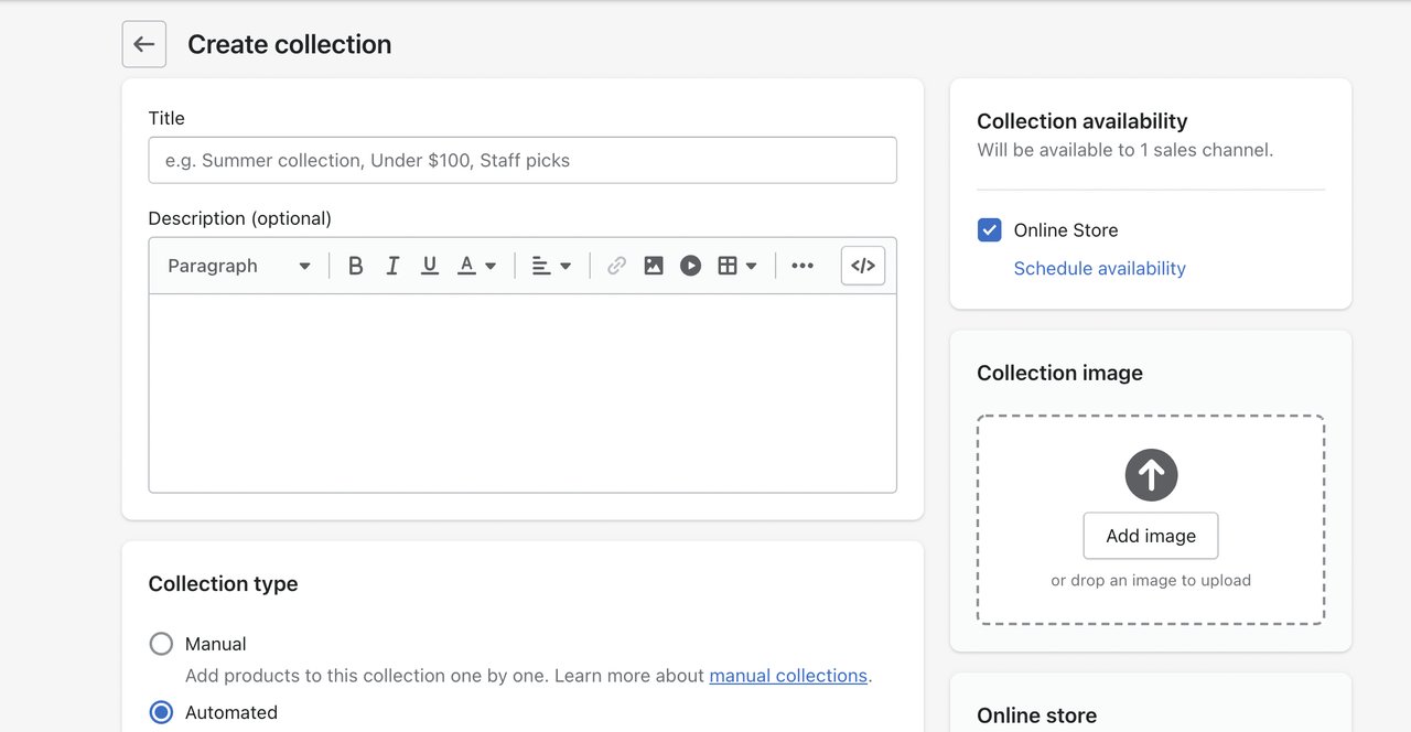 Configuraciones de colecciones