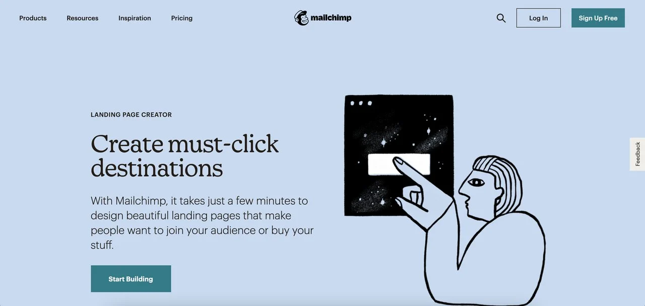 ตัวอย่างการออกแบบหน้า Landing Page ของ Mailchimp