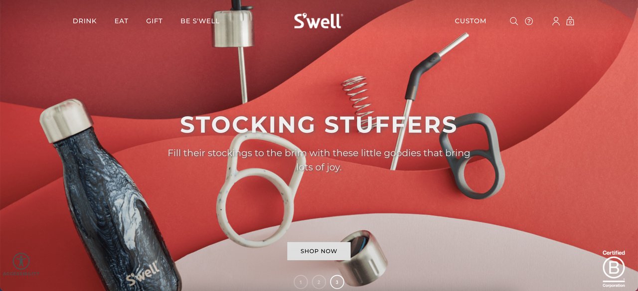 Swell landing page para comércio eletrônico