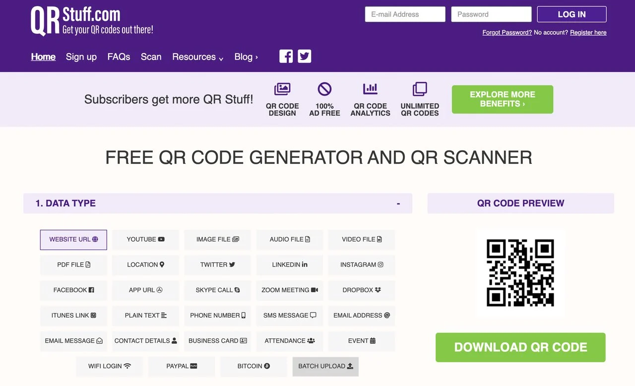 generatore di codice QR dinamico qrstuff