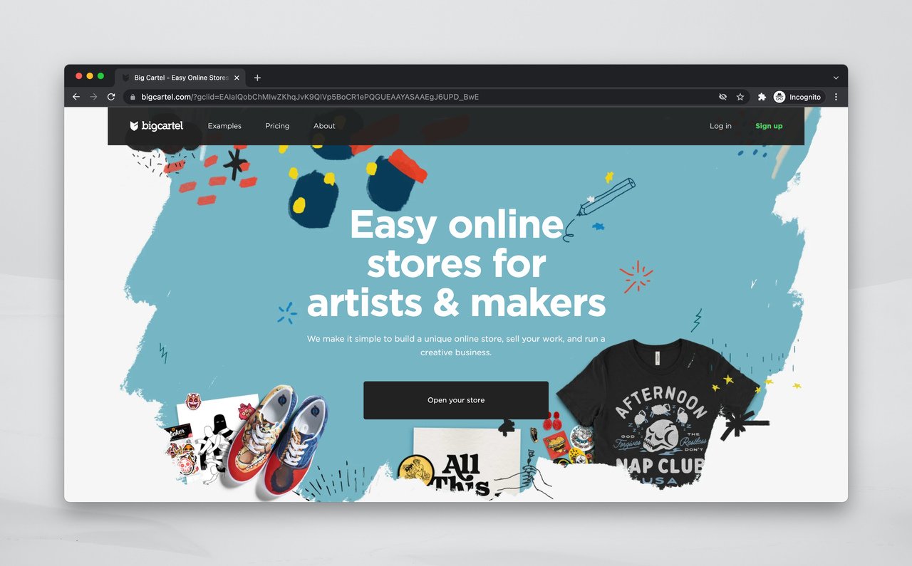 Piattaforma alternativa Big Cartel per Shopify