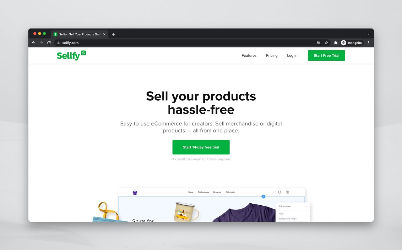 Sellfy alternativă la Shopify