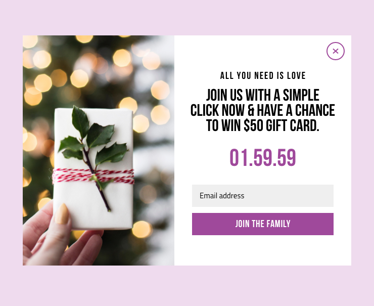 pop-up de collecte de leads