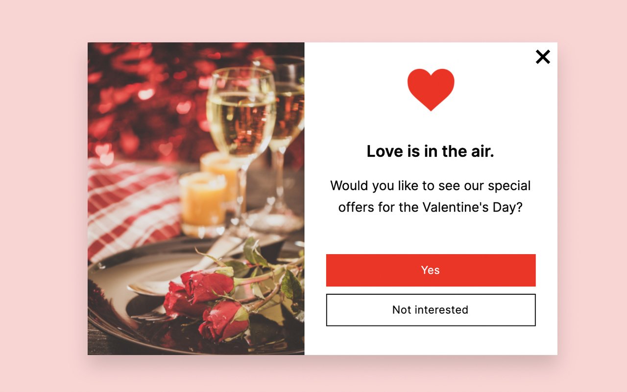 vday Popup für Feedback und Umfrage