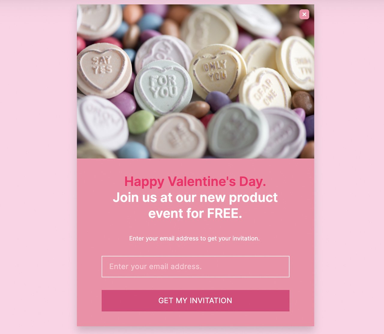 popups de la saint valentin pour la promotion de produits