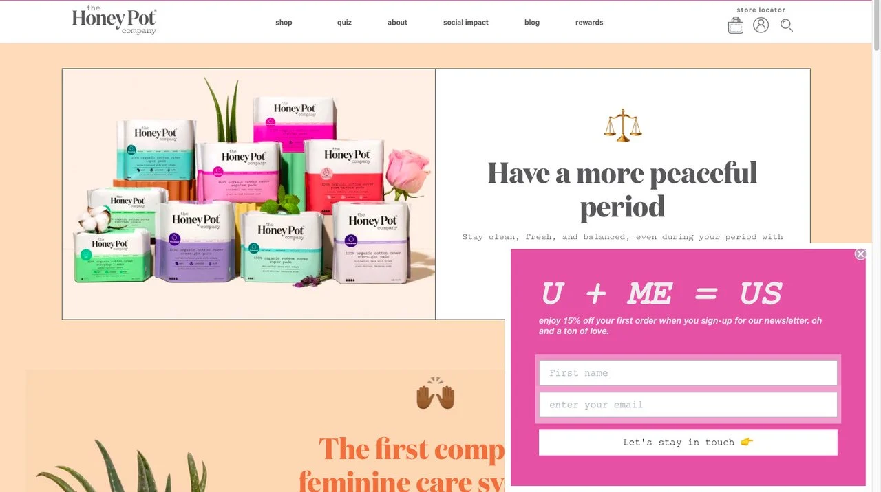 pop-up de e-mail do honeypot shopify