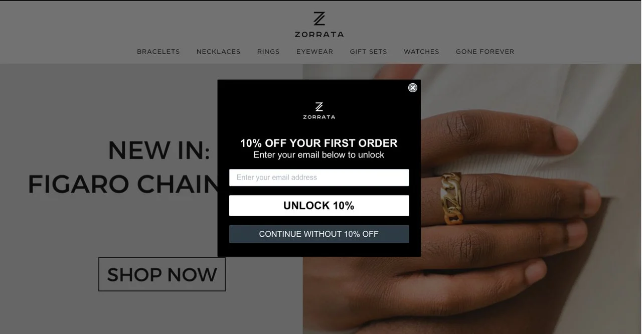 zorrata shopify المنبثقة النشرة الإخبارية