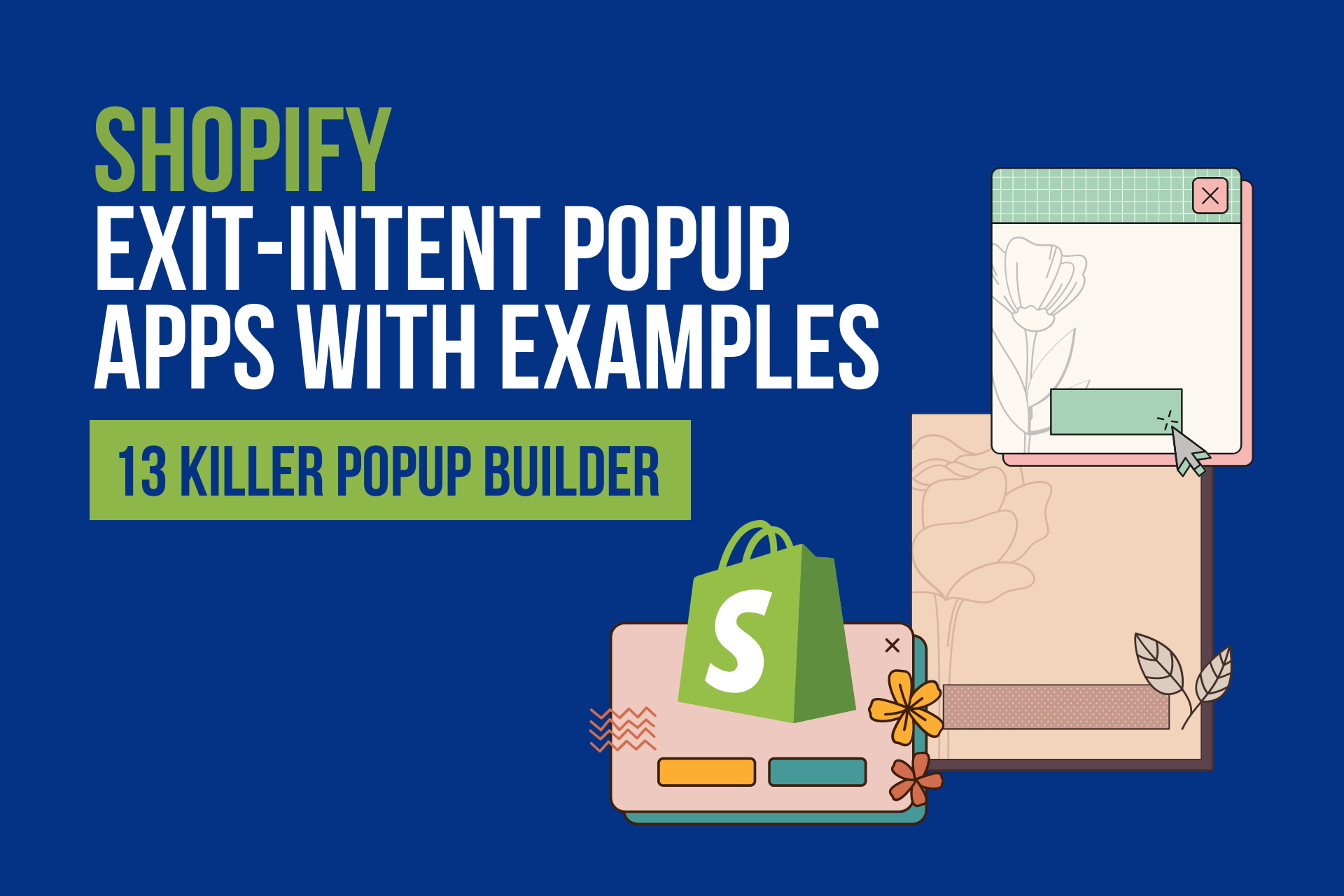 Shopify-Exit-Intent-Popup with three popup overlays and a shopify logo