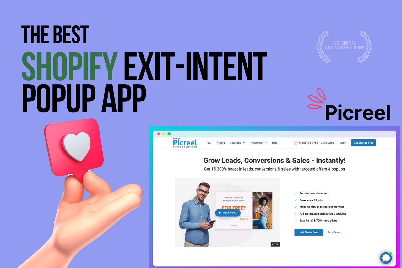 a hand with a heart showing Picreel-shopify-exit-intent-popup-app