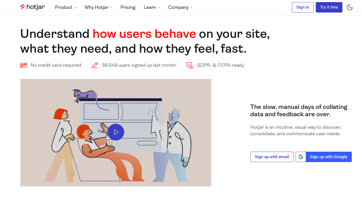 outils d'analyse de site Web hotjar