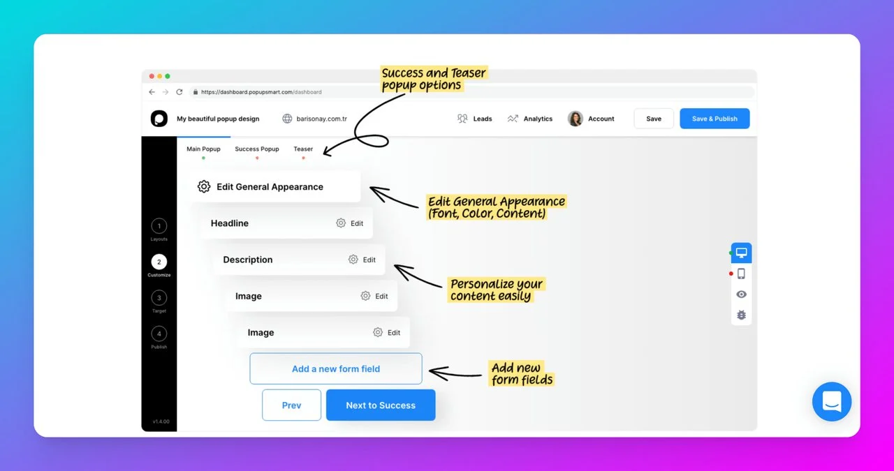 Popupsmart-situs web-menampilkan-langkah-untuk-membuat-popup-untuk-pembuatan prospek-solusi otomatisasi