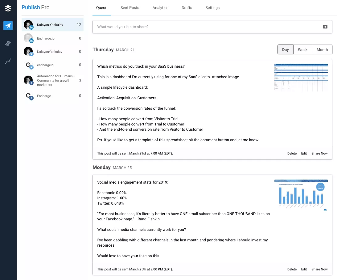 Tangkapan layar buffer - Alat SaaS media sosial